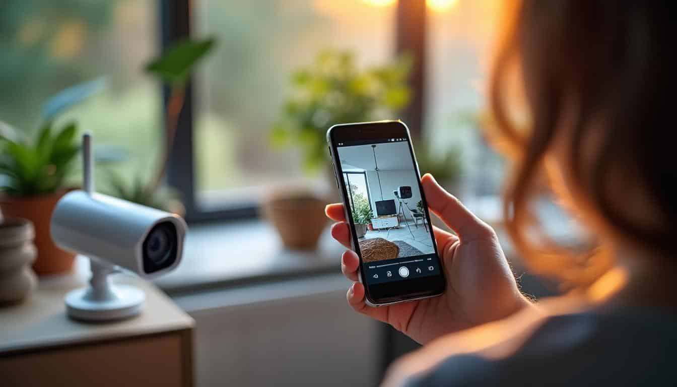 Illustration: Fonctionnement et connexion d’une caméra de surveillance à distance sur smartphone